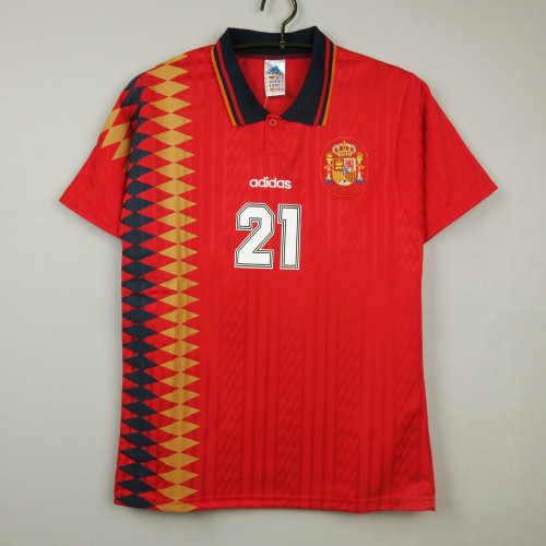 Retro Jersey 1994 Spain LUIS ENRIQUE 21 Home Soccer Jersey Vintage Football Shirt