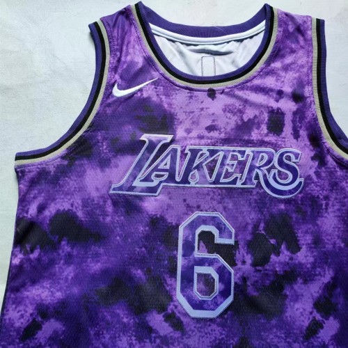 Los Angeles Lakers 6 JAMES Purple NBA Jersey Basketball Shirt
