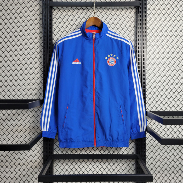 2023-2024 Bayern Munich Blue/Colorful Soccer Reversible Windbreaker Jacket