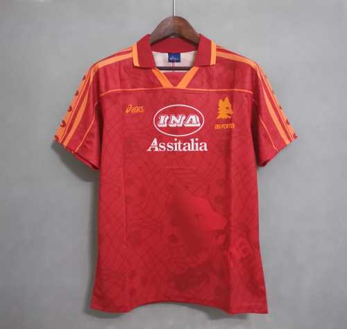 Retro Jersey 1995-1996 As Roma Home Soccer Jersey Vintage Football Shirt