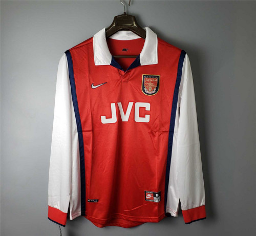 Long Sleeve Retro Jersey 1998-1999 Arsenal Home Soccer Jersey LS Vintage Football Shirt