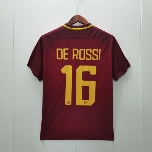 with Serie A Patch Retro Jersey 2017-2018 As Roma DE ROSSI 16 Home Soccer Jersey
