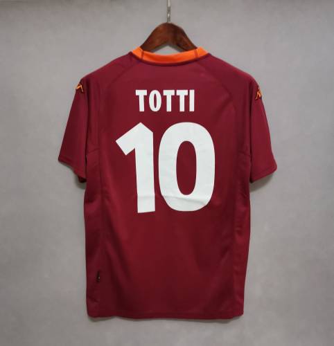 Retro Jersey 2000-2001 As Roma TOTTI 10 Home Soccer Jersey Vintage Football Shirt