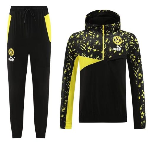 2023-2024 BVB Black/Yellow Soccer Hoodie and Pant