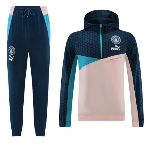 2023-2024 Manchester City Blue/Pink Soccer Hoodie and Pant