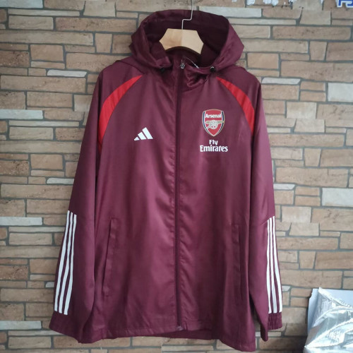2023-2024 Arsenal Maroon Soccer Windbreaker Jacket