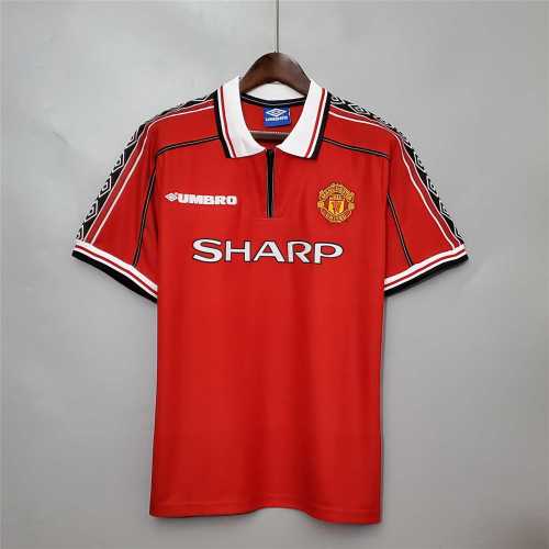 Retro Jersey 1998-1999 Manchester United BECKHAM 7 Home Soccer Jersey Man Utd Vintage Football Shirt
