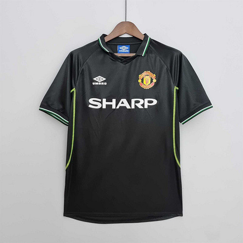 Retro Jersey 1998-1999 Manchester United Third Away Black Soccer Jersey Man Uted Vintage Football Shirt