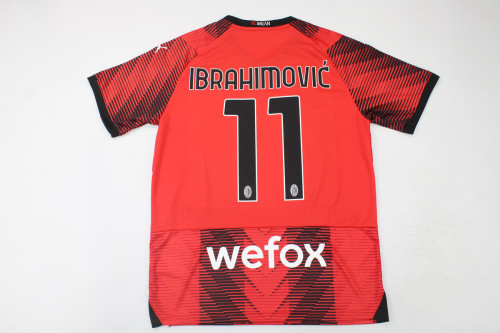 IBRAHIMOVIC 11 Shirt Fan Version 2023-2024 AC Milan Home Soccer Jersey