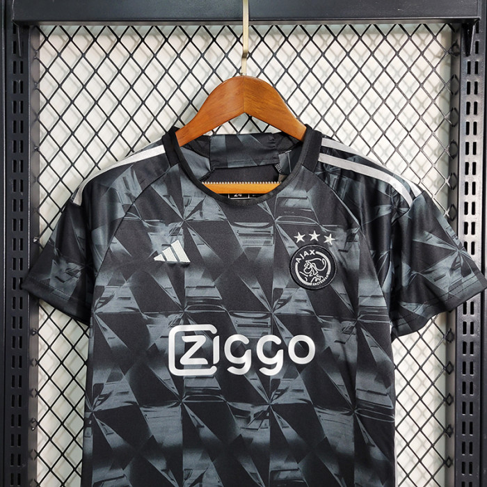 Youth Uniform Kids Kit 2023-2024 Ajax Third Away Black Soccer Jersey Shorts