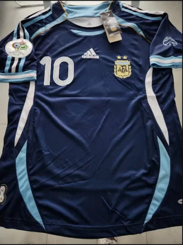 with Retro Patch Retro Jersey 2006 Argentina 10 RIQUELME Away Borland Soccer Jersey Vintage Football Shirt