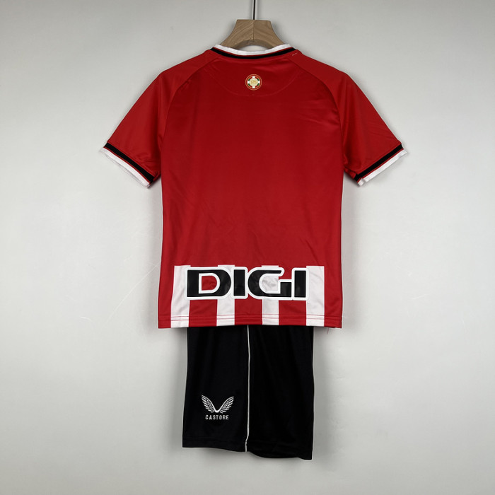 Youth Uniform Kids Kit 2023-2024 Athletic Bilbao Home Soccer Jersey Shorts