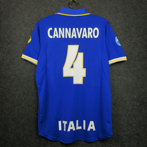 with Patch Retro Jersey 1996 Italy CANNAVARO 4 Home Soccer Jersey Vintage Football Shirt