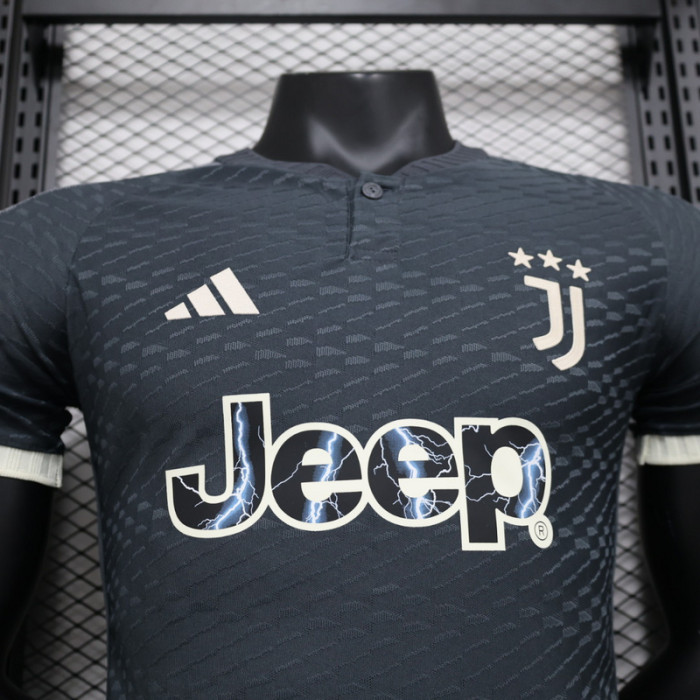 Player Version 2023-2024 Juventus Third Away Soccer Jersey Black Football Shirt