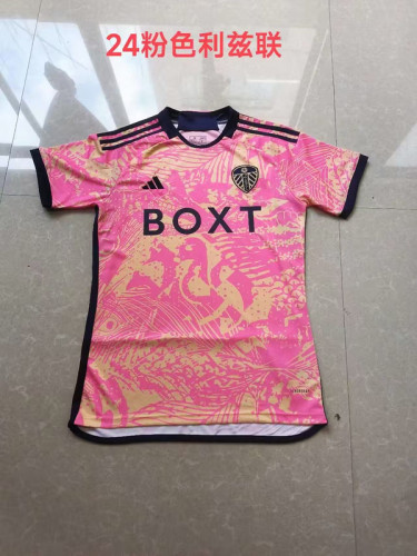 Fans Version 2023-2024 Leeds United Away Pink Soccer Jersey Football Shirt