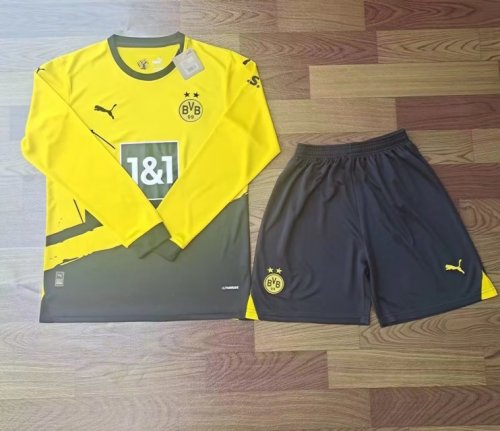 Adult Uniform Long Sleeve 2023-2024 BVB Home Soccer Jersey Shorts Borussia Dortmund Football Kits