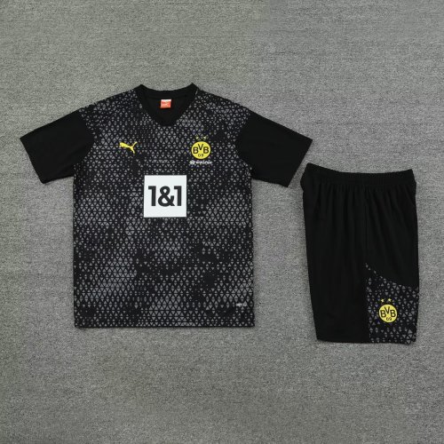 Adult Uniform 2023-2024 Borussia Dortmund Black Soccer Training Jersey and Shorts BVB Football Kits