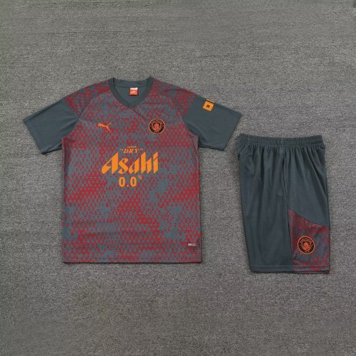 Adult Uniform 2023-2024 Manchester City Grey Soccer Training Jersey and Shorts Man City Football Kits