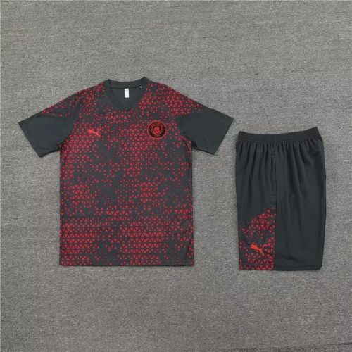 Adult Uniform 2023-2024 Manchester City Grey/Red Soccer Training Jersey and Shorts Football Kits