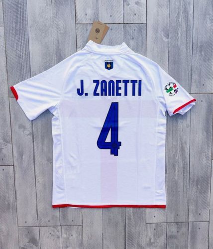 with Scudetto+Serie A Badge Retro Shirt 2008 Inter Milan J.ZANETTI 4 Away White Soccer Jersey