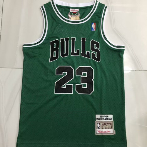 Mitchell&ness 1997-98 Chicago Bulls Green Basketball Shirt 23 JORDAN Classic NBA Jersey