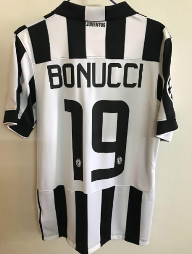 Retro Jersey 2014-2015 Juventus BONUCCI 19 Home Soccer Jersey Vintage Football Shirt