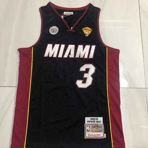 Mitchell&ness 2012-13 Miami Heat 3 WADE Black NBA Jersey AU Basketball Shirt