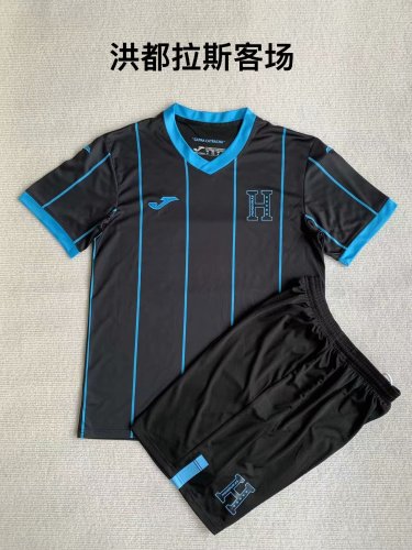 Youth Uniform Kids Kit 2023-2024 Honduras Away Black Soccer Jersey Shorts