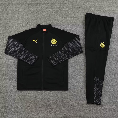 2023-2024 BVB Black Soccer Jacket and Black Pants