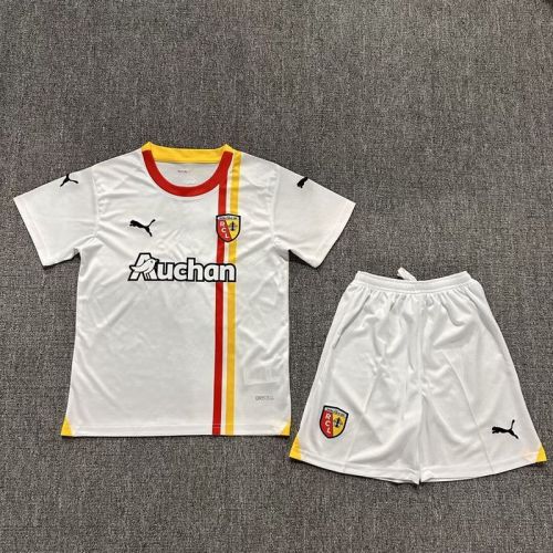 Adult Uniform Kids Kit 2023-2024 RC Lens Third Away White Soccer Jersey Shorts Football Kits