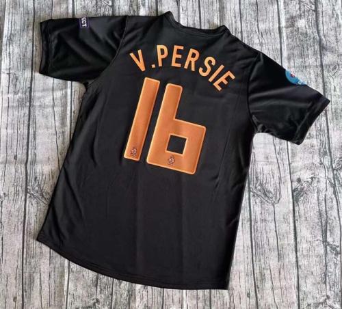 with Euro 2012 Patch Retro Jersey 2012 Netherlands v.Persie 16 Away Black Soccer Jersey Vintage Football Shirt