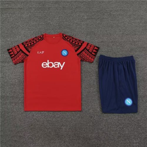 Adult Uniform 2023-2024 Napoli Red Soccer Training Jersey and Shorts Football Kits