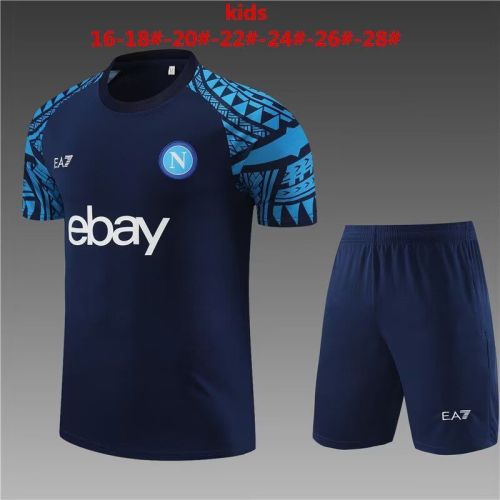 Youth Uniform 2023-2024 Napoli Borland Soccer Training Jersey Shorts Kids Football Kits