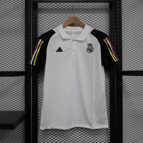 2023-2024 Real Madrid White/Black Soccer Polo