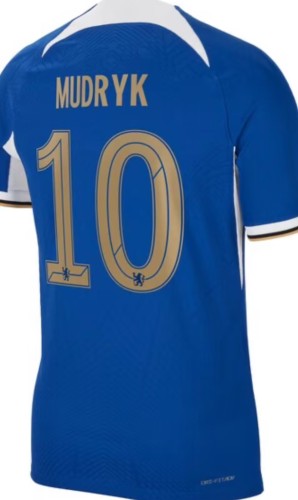 UCL Fonts Chelsea Football Shirt Fan Version 2023-2024 Chelsea MUDRYK 10 Home Soccer Jersey