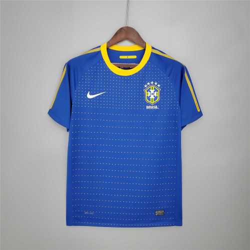 Retro Jersey 2010 Brazil Away Blue Soccer Jersey Vintage Brasil Camisetas de Futbol