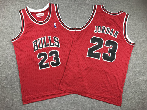 Youth Mitchell&ness 1997-98 Chicago Bulls Red Basketball Shirt 23 JORDAN Classic Kids NBA Jersey