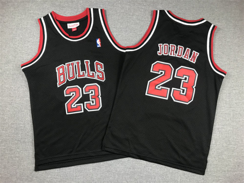 Youth Mitchell&ness 1997-98 Chicago Bulls Black Basketball Shirt 23 JORDAN Classic Kids NBA Jersey