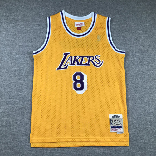 with Golden Logos Youth Mitchell&ness 1996-97 KOBE BRYANT 8 Los Angeles Lakers Basketball Shirt Classic Kids NBA Jersey