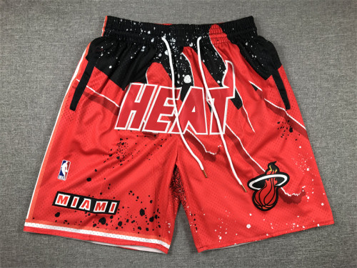 with Pocket Miami Heat NBA Shorts Red Swingman Basketball League Shorts