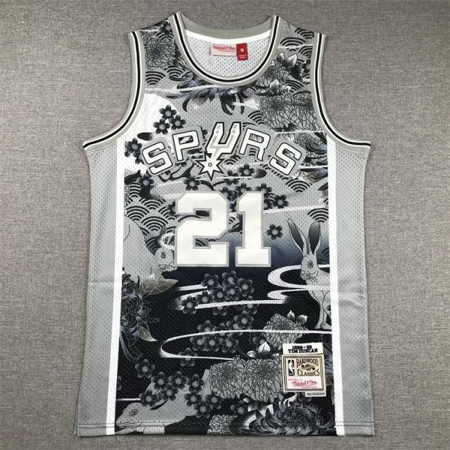 Mitchell&ness 1998-99 San Antonio Spurs Rabbit Edition Basketball Shirt 21 DUNCAN Classic NBA Jersey