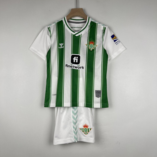 Youth Uniform Kids Kit 2023-2024 Real Betis Home Soccer Jersey Shorts Child Football Sets