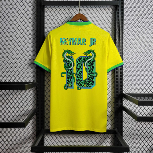 with Special Fonts Fans Version 2022 World Cup Brazil Neymar JR 10 Home Soccer Jersey