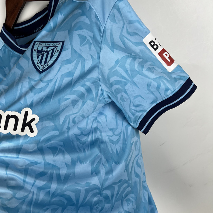 with LALIGA Patch Fan Version 2023-2024 Athletic Bilbao Away Blue Soccer Jersey