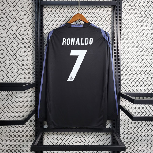 Long Sleeve Retro Jersey 2016-2017 Real Madrid Ronaldo 7 Third Away Black Soccer Jersey Vintage Real Camisetas de Futbol