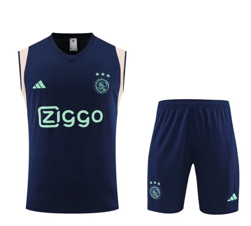 Adult Uniform 2023-2024 Ajax Dark Blue Soccer Training Vest and Shorts