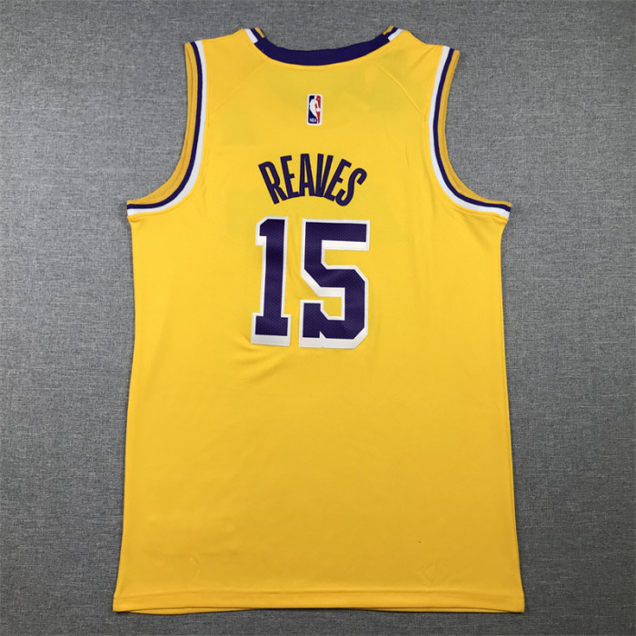 Round Neck Los Angeles Lakers 15 REAVES Yellow NBA Jersey Basketball Shirt