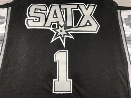2023 Statement Edition San Antonio Spurs 1 WEMBANYAMA Black NBA Jersey Basketball Shirt