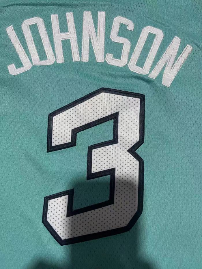 2023 San Antonio Spurs 3 JOHNSON Light Green NBA Jersey Basketball Shirt