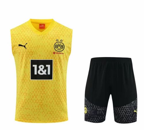 Adult Uniform 2023-2024 BVB Yellow Soccer Training Vest and Shorts